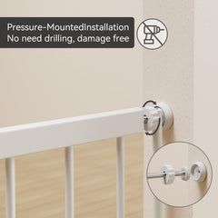 MOOECKOM pressure-mounted gate avoids wall damage during setup.