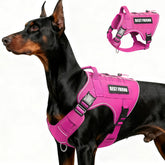 MOOGROU Tactical Dog Harness pink front view shows the secure fit for large dogs.
