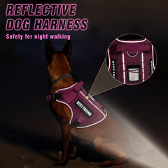 MOOGROU Tactical Dog Harness pink strap detail emphasizes durable stitching.