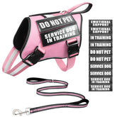 MOOGROU pink service dog vest front view with padded handle for comfortable training sessions.