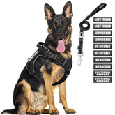 MOOGROU tactical dog harness close-up showing a sturdy vest for training and walking