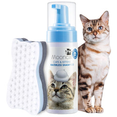 Mooncat waterless foam shampoo bottle for quick, gentle baths