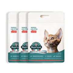 MoonForest Tapioca Cat Litter packaging showing cassava-based formula for low-dust use