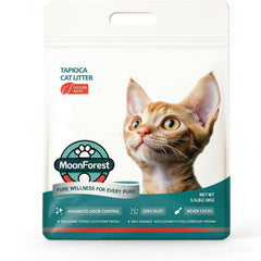 MoonForest Tapioca Litter odor-control shows strong odor absorption for a fresher box area.