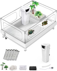 MoonOrange Small Turtle Tank with Filter keeps water clean for small turtles.