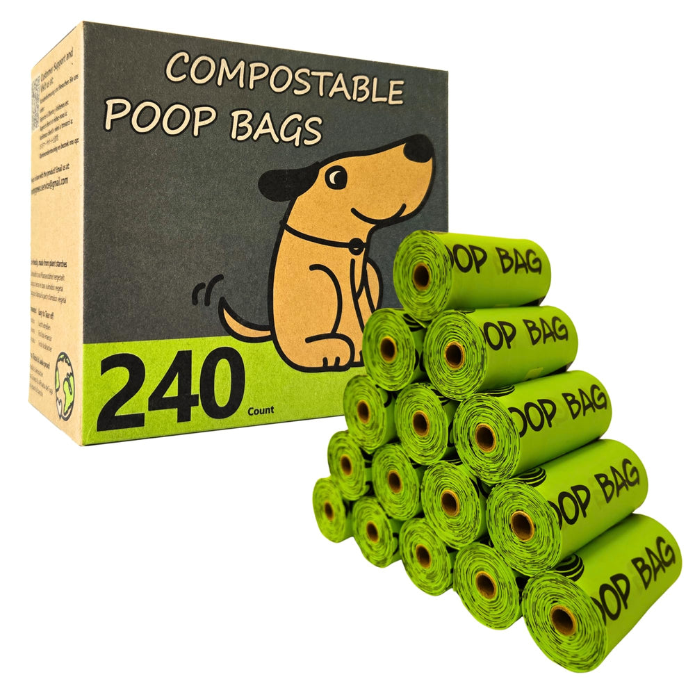 moonygreen certified compostable dog poop bag roll with easy tear for quick cleanup