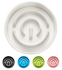 MOPANG ceramic slow-feeder bowl in plain white 8in for medium dogs