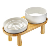 MOPANG ceramic slow feeder bowl in white slow eating and reduces mealtime mess