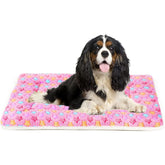 Mora Pets dog bed crate pad in pink star print for cozy crates.