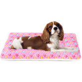 Mora Pets pink star top crate pad provides cozy comfort in crates.