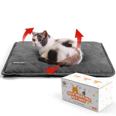 Mora Pets self-warming cat bed with reflective layer for cozy warmth.