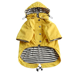 Morezi dog raincoat front view with zip-up closure for quick wear.