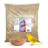 Morning Bird canary seed 9 lb bag shows comprehensive daily nutrition for small birds.