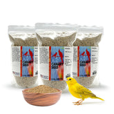 Morning Bird Canary Seed packaging showcases a convenient 3-pack for everyday bird nutrition