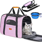 Morpilot portable cat carrier pink front view spacious for comfort