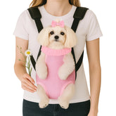Mosago dog backpack carrier front view showing secure support for small dogs during walks.