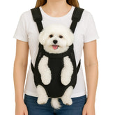 Mosago dog backpack carrier worn on the chest for close interaction during daily walks.
