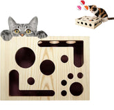 Movued cat scratch puzzle enrichment box in solid wood construction for calm nail filing