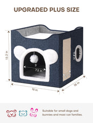 MOYLLOG cat house with fluffy ball play feature for enrichment.