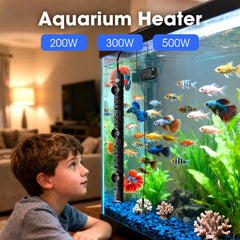 MQ aquarium heater with digital thermometer display for easy temp monitoring