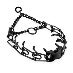 MR.BEEFOO pinch collar close-up with quick-release buckle for easy on/off