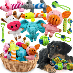 Mruq pet 12-pack dog squeaky toys set for interactive play and focus