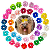 Mruq pet dog flower bows 80pcs pack, vibrant colors for cute daily styling.