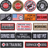 MTLEE service dog patch set with Please Do Not Pet for harness visibility