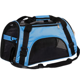 MuchL pet carrier blue front view for easy travel with small pets
