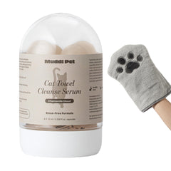 Muddi Pet cat waterless shampoo bottle with mitt boosts quick grooming between baths