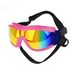 Muejjur dog sunglasses pink frame for large breeds with UV protection.