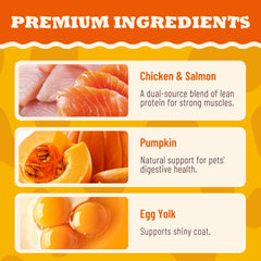 MULTIBITES pumpkin-infused formula adds natural flavor may aid digestion.