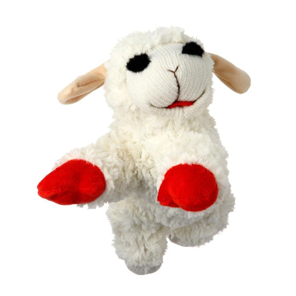 Multipet Lamb Chop dog toy, 10-inch plush with squeaker for interactive play and cuddling