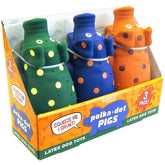 Multipet polka-dot pigs latex dog toy set designed for fetch and durable chewing