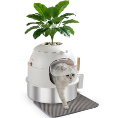 MuseMira hidden litter box front view in stainless steel for discreet, easy cleaning