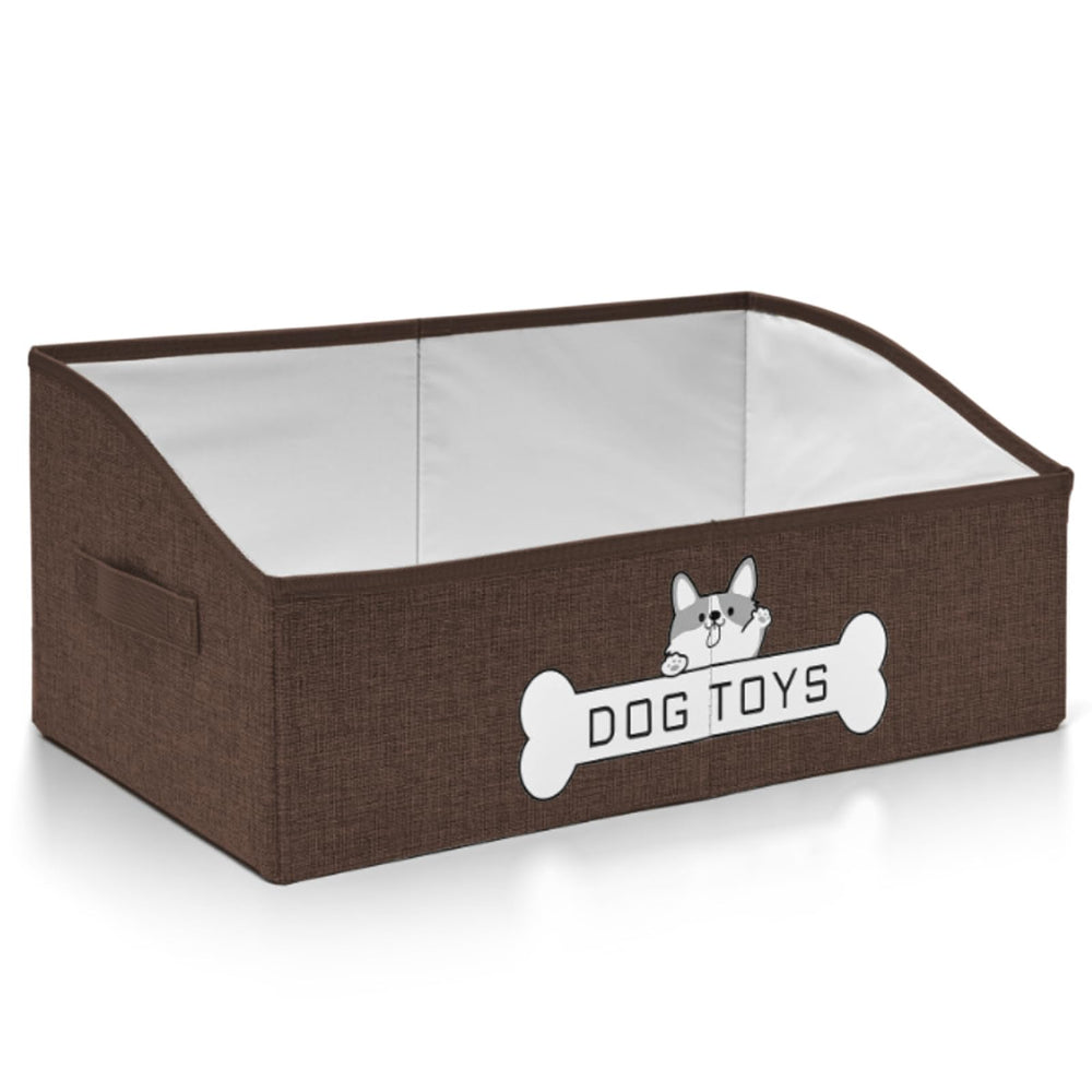 Mutiearo dog toy basket front view offers easy access to toys for dogs.