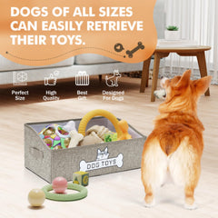 Durable canvas exterior highlights the Mutiearo bin while protecting toys.