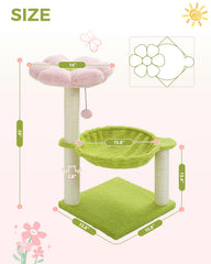 MUTTROS Flower Cat Tree fur toy ball sparks playful interaction.