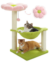 MUTTROS Flower Cat Tree top perch in pink offers a cozy nap spot.