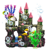 MUYG pink resin aquarium castle decor adds a vibrant centerpiece and hiding spots.