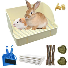 MUUG rabbit litter box toilet front view showing compact design for cages