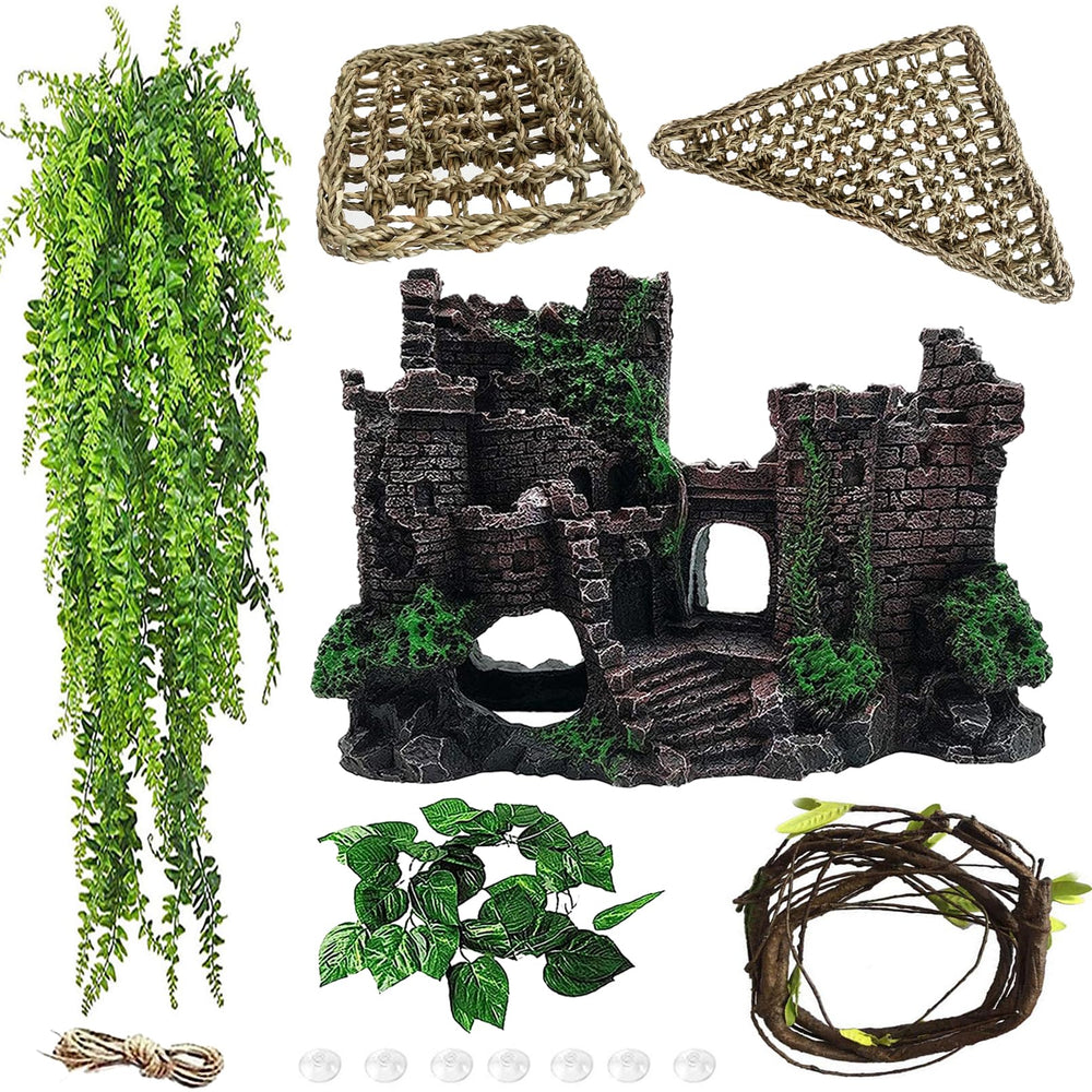 MUYG resin castle for bearded dragon tanks enhances scenery and enrichment