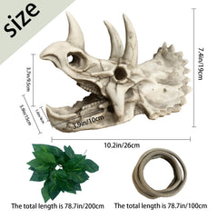 MUYG Triceratops skull bone decor enhances terrarium aesthetics and concealment.