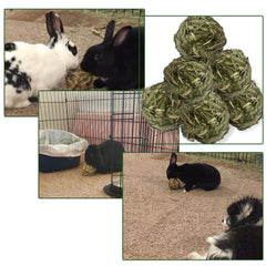 MUYG woven Timothy hay ball in cage for daily play sessions
