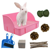MUYG rabbit litter box blue in cage keeps corners tidy.