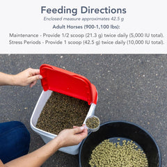 MVP Vitamin E 5,000 being added to horse feed