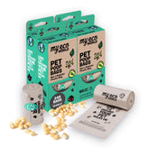 MyEcoWorld compostable dog poop bags 240-count in a convenient roll for daily walks.