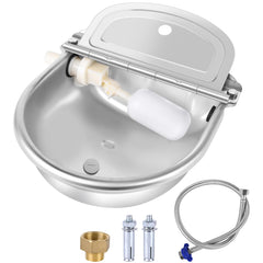 MYFAMIREA automatic waterer bowl in stainless steel for durable livestock hydration