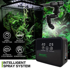 MYGIIKAKA Reptile Fogger shows 360-degree mist coverage in a terrarium