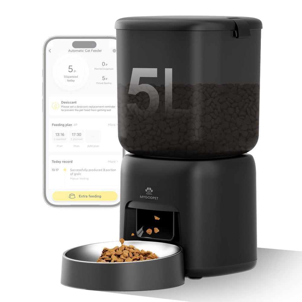MYGODPET automatic cat feeder front view with compact design for easy placement